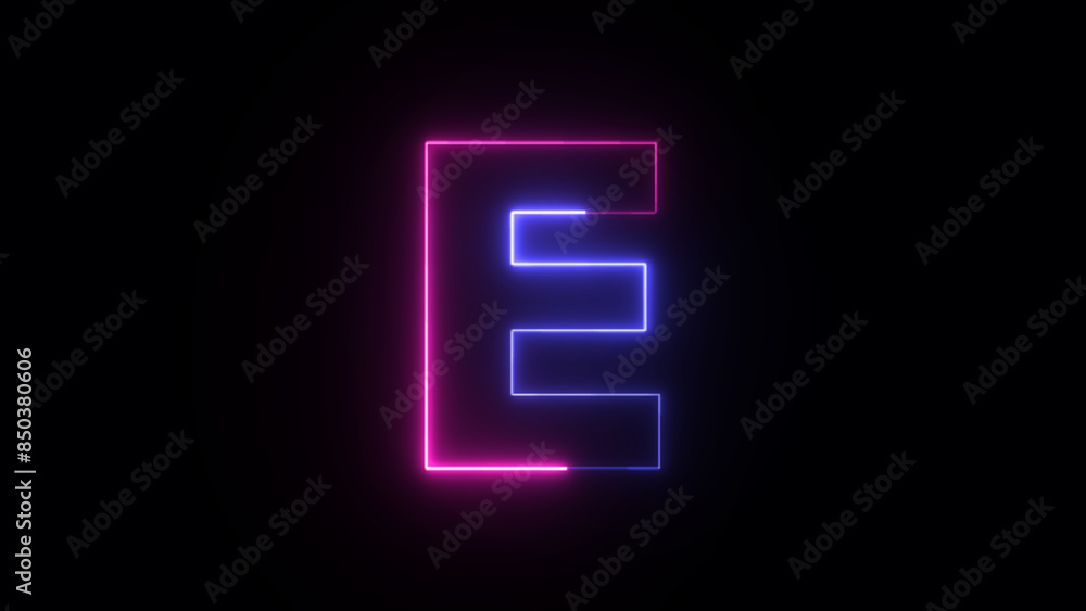 Neon letter E. Two-color looping trendy glowing neon alphabet letter E. Educational concept with neon letter Neon letter E. Two-color looping trendy glowing neon alphabet letter E. Educational concept with neon letter