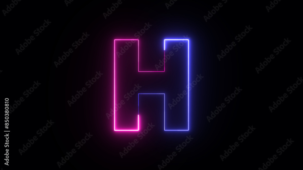 N letter H. Two-color looping trendy glowing neon alphabet letter H. Educational concept with neon letter N letter H. Two-color looping trendy glowing neon alphabet letter H. Educational concept with neon letter