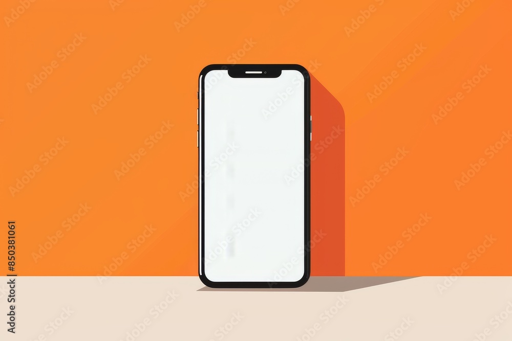 Minimalist illustration of a smartphone with an orange background Minimalist illustration of a smartphone with an orange background