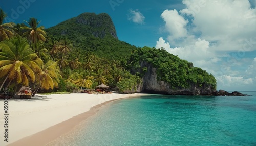 Tropical island with sandy beach and pristine water