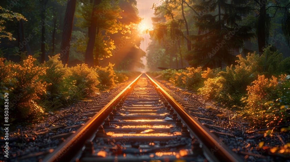 Naklejka premium Rails lay the path forward, realistic,