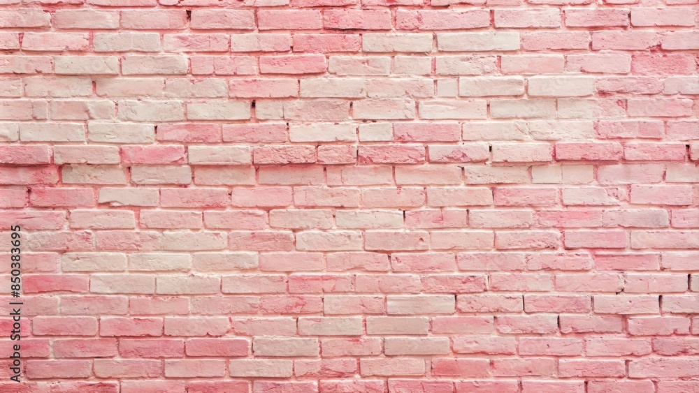 Obraz premium Soft, delicate pastel pink brick wall texture with subtle cracks and faded red tones on a lightly painted distressed backdrop.