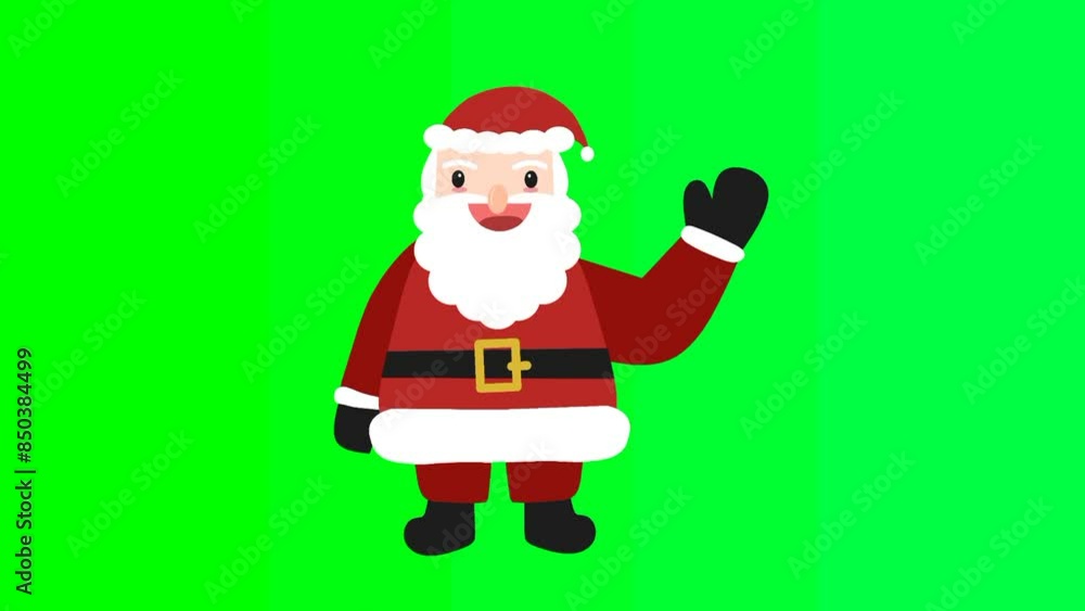 Santa Claus waving hand animation cartoon on green screen Santa Claus waving hand animation cartoon on green screen