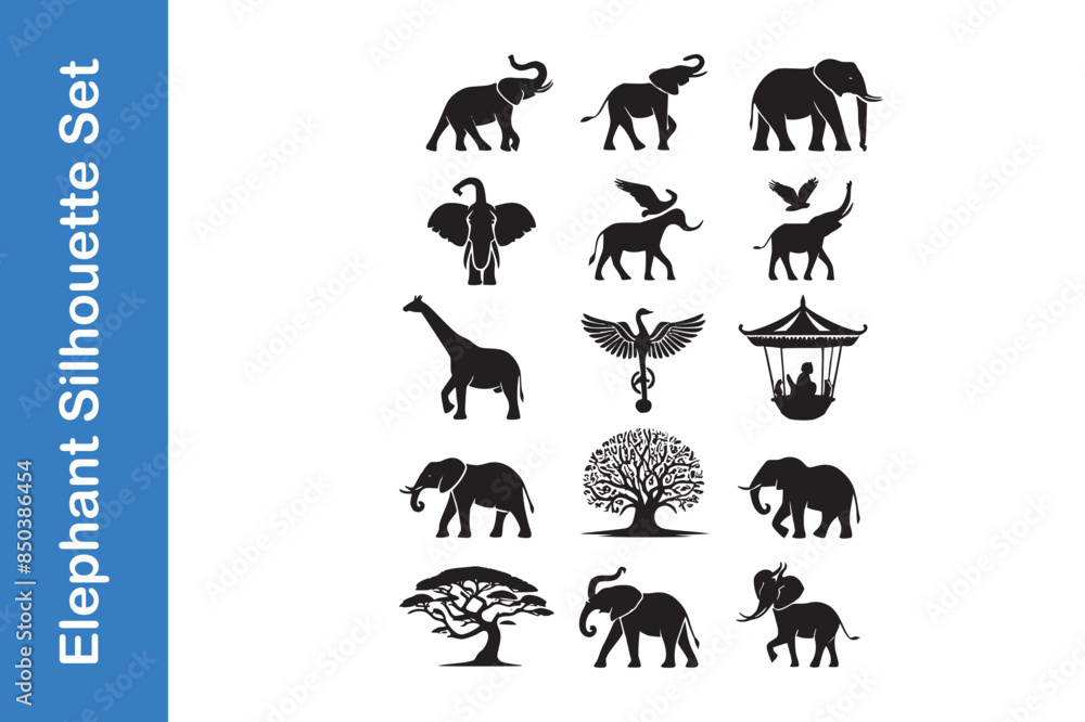 Elephant Silhouette Set with vector collections Elephant Silhouette Set with vector collections