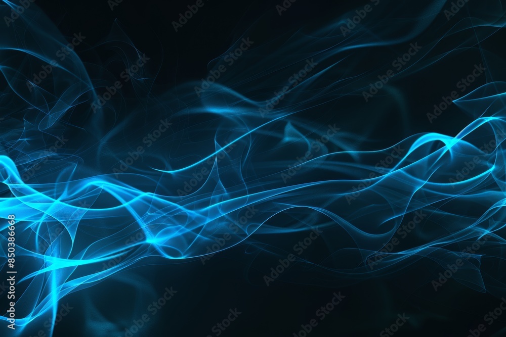 Ethereal blue smoke waves on a black background Ethereal blue smoke waves on a black background