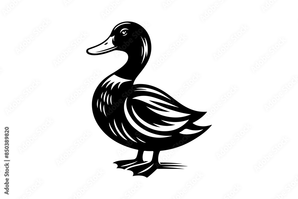 duck black silhouette style vector illustration art isolated on transparent background - Generative AI duck black silhouette style vector illustration art isolated on transparent background - Generative AI