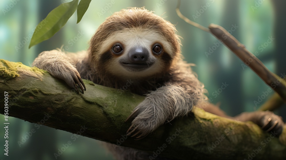Cuddly sloth Sleeping on Tree Branch - Wildlife Photography in Australian Forest Cuddly sloth Sleeping on Tree Branch - Wildlife Photography in Australian Forest