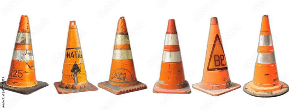PNG file of 3D realistic traffic cones on an isolate transparency background PNG file of 3D realistic traffic cones on an isolate transparency background