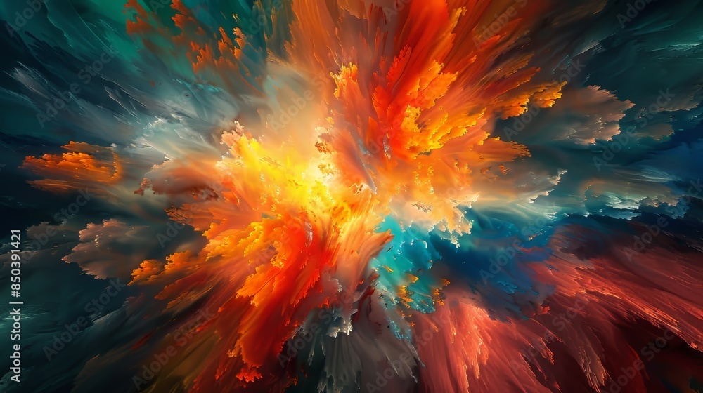 Abstract Colorful Explosion in Sky