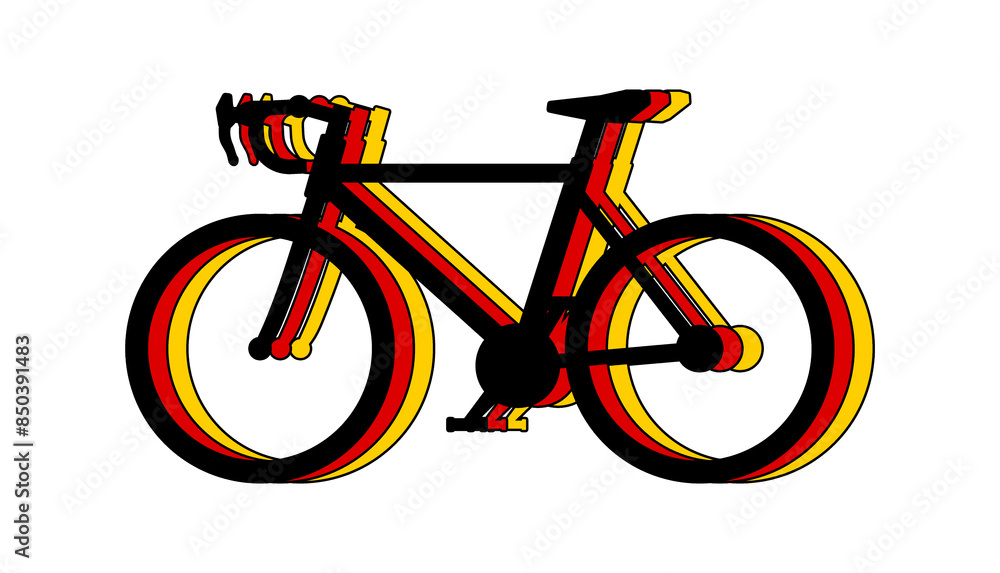Fototapeta premium cycling germany, silhouettes of bicycles make up the german flag on a neutral background. Pride in a healthy and ecological sport because traveling is color and joy.