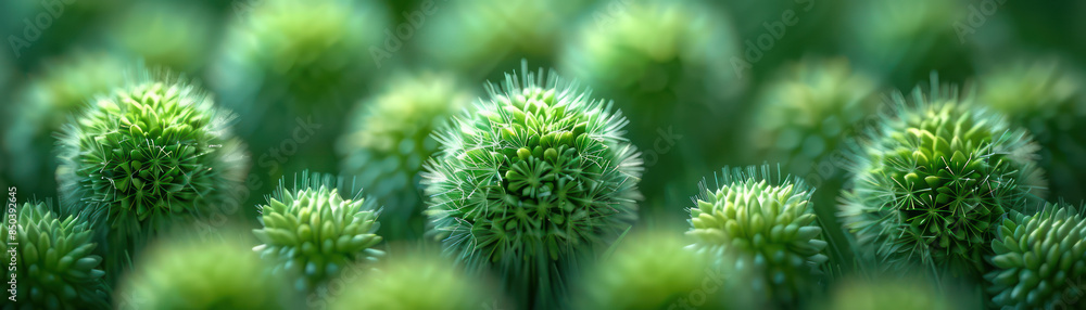 Macro Photograph of Green Spheres with Spiky Texture in Vibrant Focused Close up Displaying Intricate Natural Patterns Macro Photograph of Green Spheres with Spiky Texture in Vibrant Focused Close up Displaying Intricate Natural Patterns