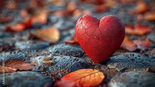 red heart on the stone
