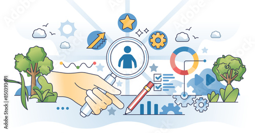 Talent management and HR work with staff acquisition outline hands concept, transparent background.Personnel skills growth with strong leadership and mentoring illustration.