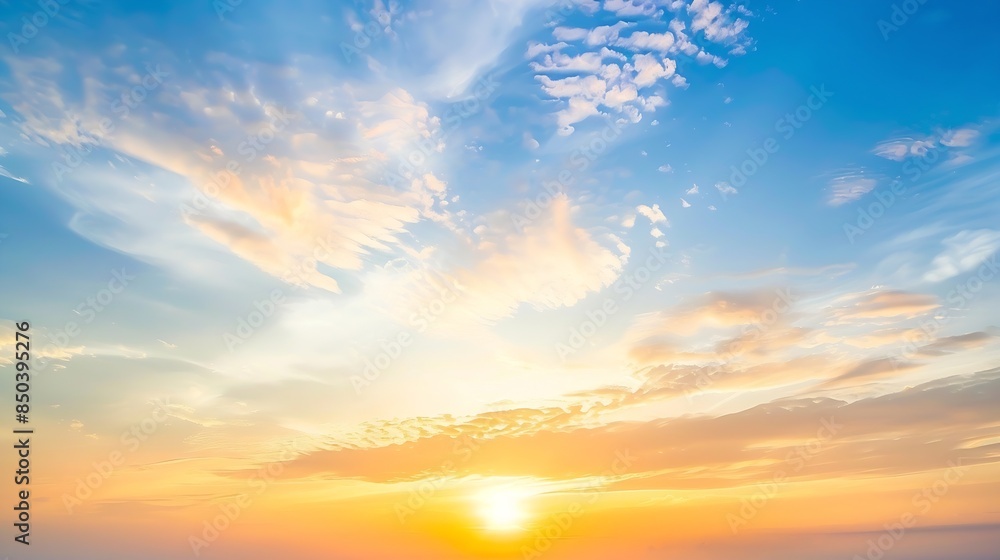Sunset Sky vertical in the morning with blue and orange Sunrise on clouds fluffy Horizon Sky Summer Background : Generative AI Sunset Sky vertical in the morning with blue and orange Sunrise on clouds fluffy Horizon Sky Summer Background : Generative AI