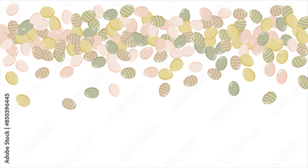 Happy Easter Banner. Pattern of eggs, flowers and twigs. For card, banner, poster, flyer, and web. Spring Festival. Vector illustration Happy Easter Banner. Pattern of eggs, flowers and twigs. For card, banner, poster, flyer, and web. Spring Festival. Vector illustration