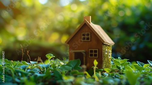 Wallpaper Mural Horizontal photo of  wooden house in  green forest Pros and cons of  wooden house and suburban real estate concept : Generative AI Torontodigital.ca