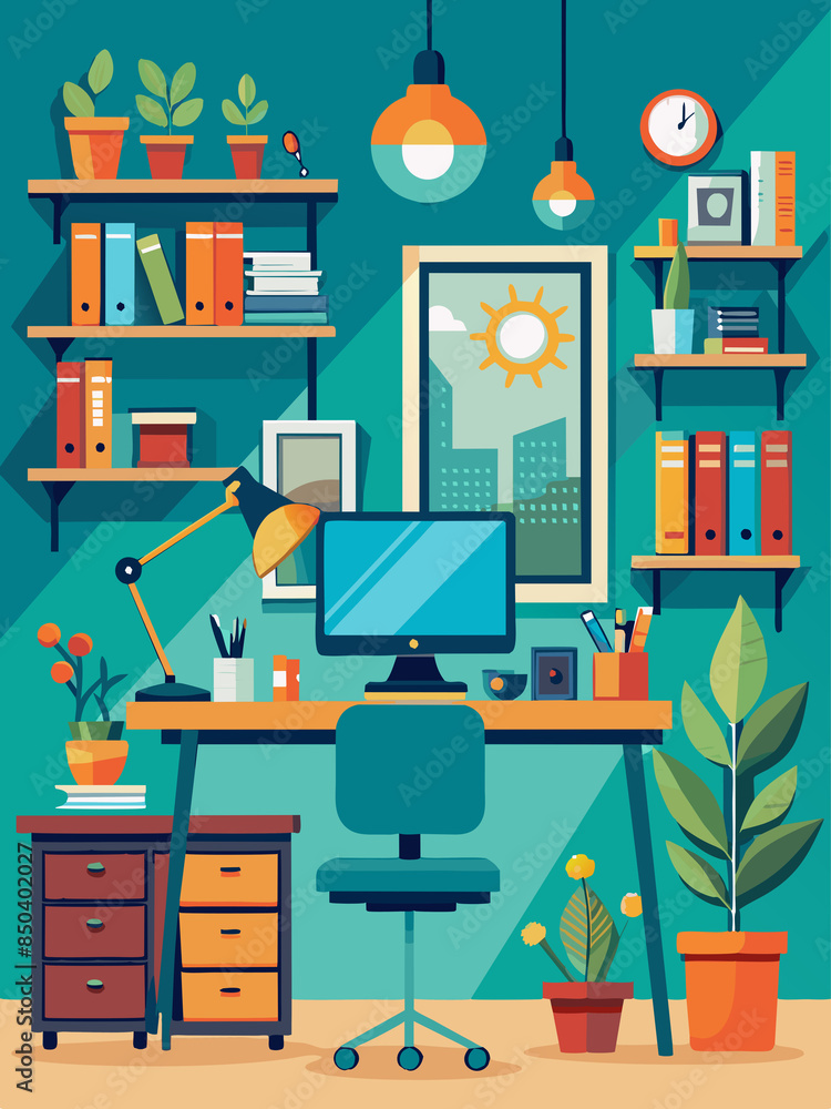 A workspace with a focus on productivity and comfort A workspace with a focus on productivity and comfort