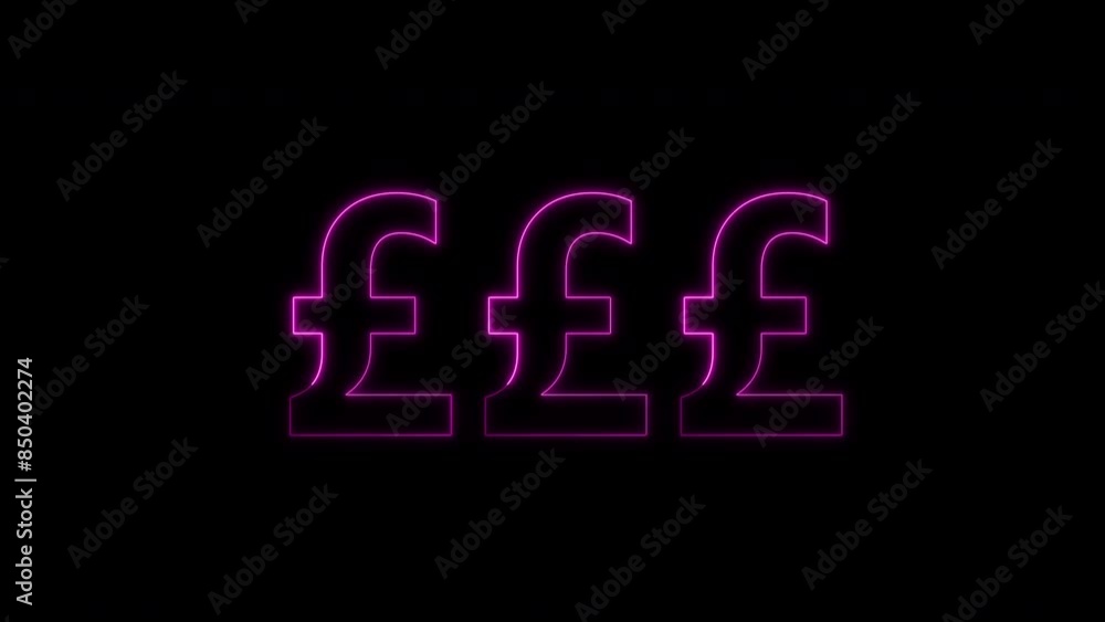 Three flashing and flickering pound signs in pink on black. Versatile money themed title or background with variations of motion, light intensity and size. Three flashing and flickering pound signs in pink on black. Versatile money themed title or background with variations of motion, light intensity and size.