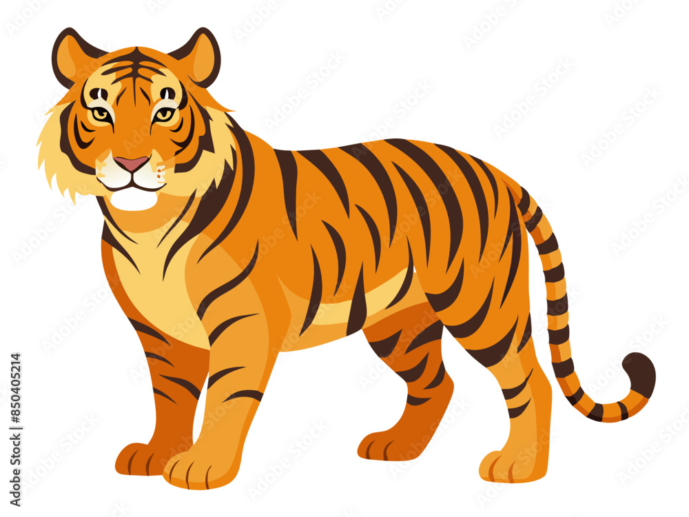 Obraz premium Tiger vector illustration, cute animal vector illustration, Tiger illustration vector, cute Tiger cartoon illustration
