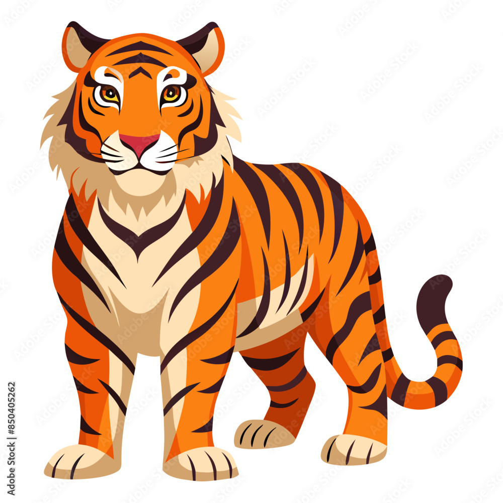 Obraz premium Tiger vector illustration, cute animal vector illustration, Tiger illustration vector, cute Tiger cartoon illustration