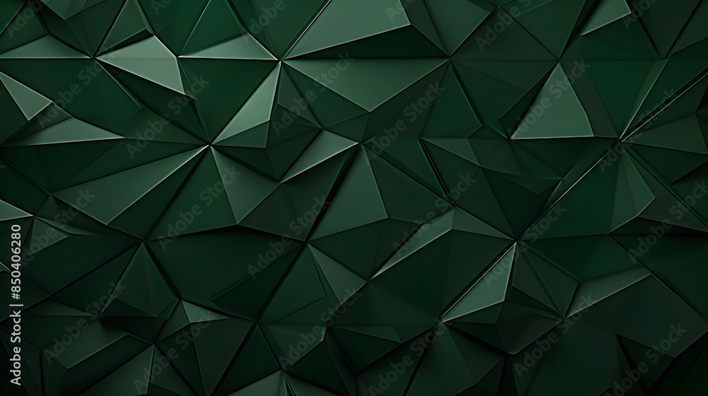 Fototapeta premium 3d low poly dark green wall background