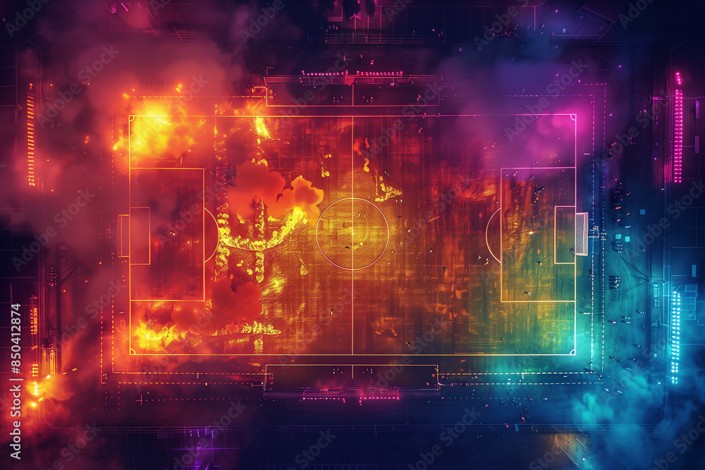 heat map of the football field arial view heat map of the football field arial view