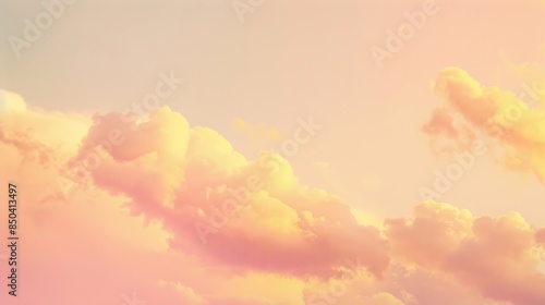 Sunset sky in the morning with sunrise and soft pink clouds with yellow tones : Generative AI