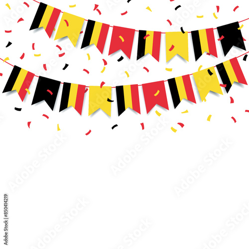 Belgian National Day. Garland with the flag of Belgium on a white background. Vector Illustration.
