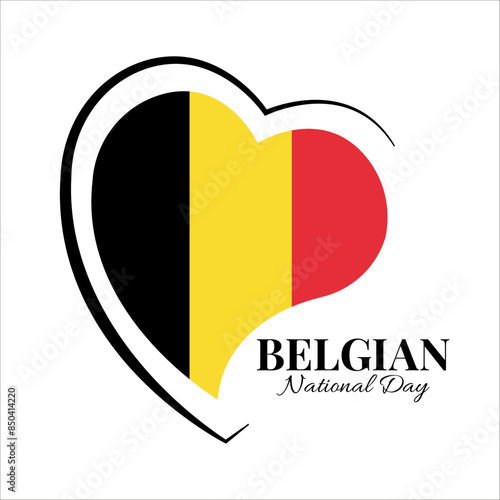 Vector Illustration of Belgian National Day. Belgian flag in heart shaped
