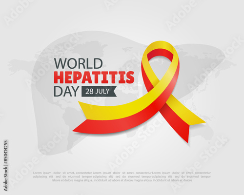 World Hepatitis Day.  Hepatitis Awareness Ribbon. Vector Illustration.
