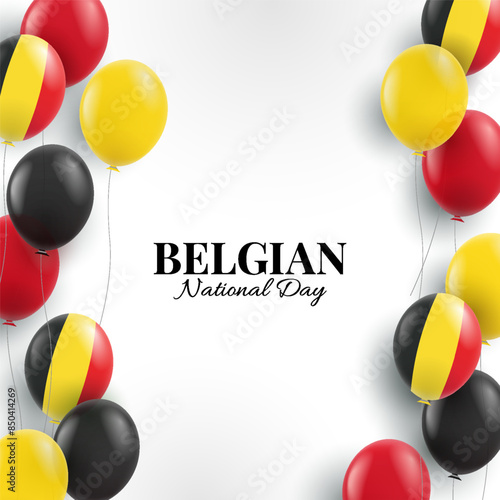 Belgian National Day. Background with balloons. Vector Illustration.
