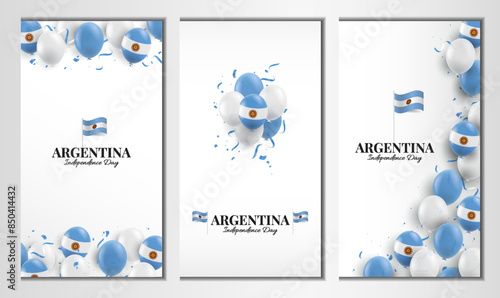 Background with flag of Argentina. Banner set. Vector Illustration.
