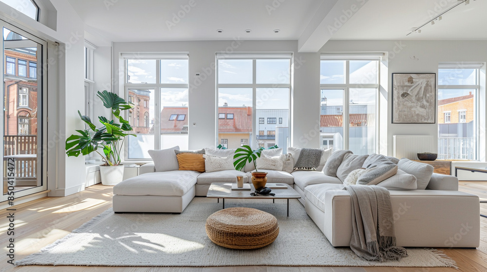 Modern Minimalistic Living Room with Bright Natural Light Modern Minimalistic Living Room with Bright Natural Light