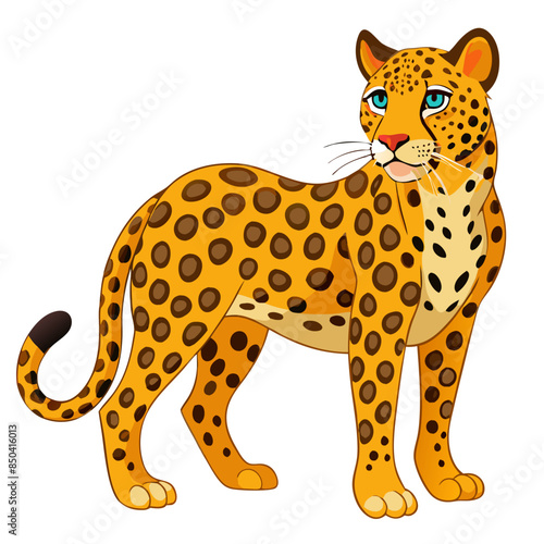 Leopard vector illustration, cute animal vector illustration, Leopard illustration vector, cute Leopard cartoon illustration