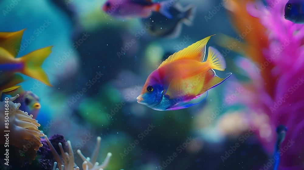 sea water aquarium captures of caral and tropical fishes : Generative AI sea water aquarium captures of caral and tropical fishes : Generative AI