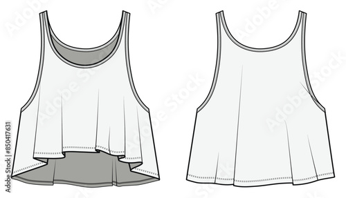 illustration of vest, sports wear.fashion flat sketch vector, cad, technical drawing, flat drawing, template, mockup.
