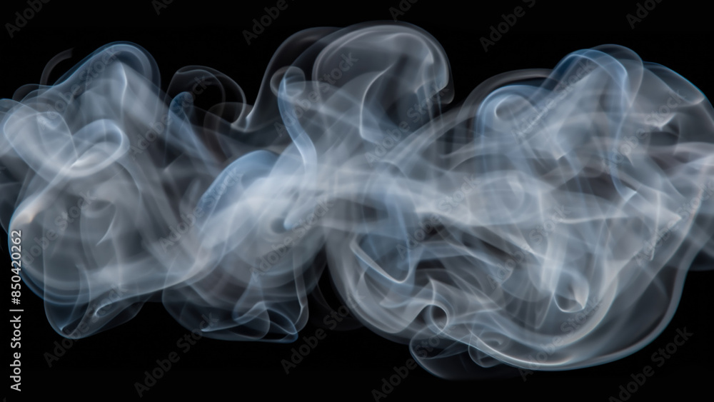 Realistic white cloud or smoke. White fog or smoke after fire on black ...