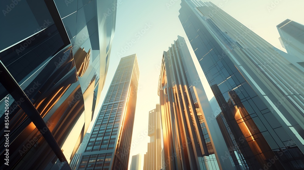 Futuristic architecture cityscape view with modern building skyscrapers : Generative AI