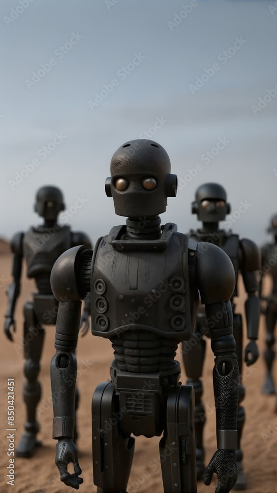 Robot made from plasticine, desert scene Robot made from plasticine, desert scene