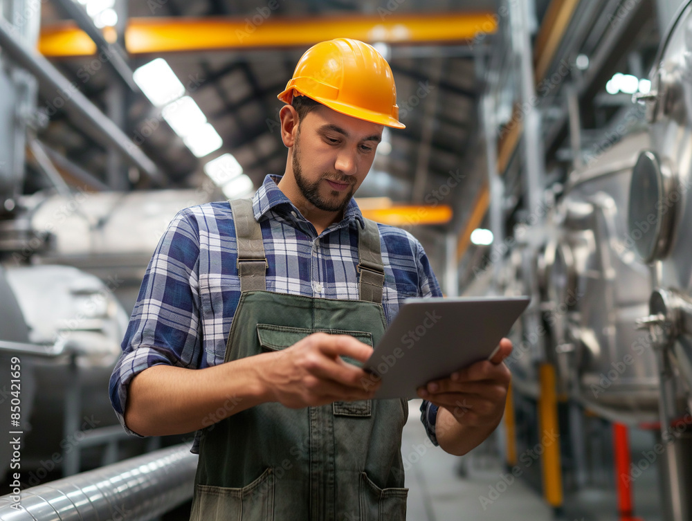 Obraz premium a worker checking inventory of stock at warehouse