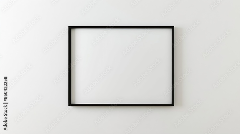 Black rectangular picture frame on white wall with blank paper in it You can place your image in this frame Interior photo Painting poster photograph Decorate your apartment in a moder : Generative AI Black rectangular picture frame on white wall with blank paper in it You can place your image in this frame Interior photo Painting poster photograph Decorate your apartment in a moder : Generative AI