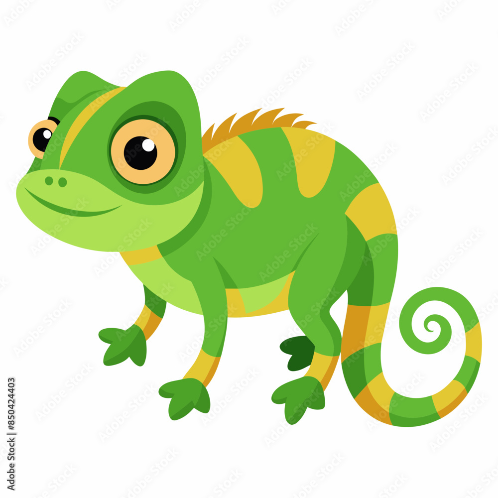 Fototapeta premium green chameleon cartoon