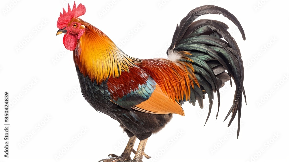 beautiful male rooster isolated on white background beautiful male rooster isolated on white background