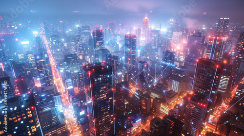 Wallpaper Mural ネットワークがつながった都会 Torontodigital.ca