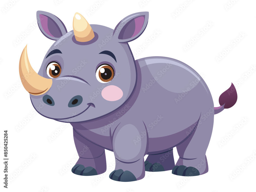 Fototapeta premium Rhino vector illustration, cute animal vector illustration, Rhino illustration vector, cute Rhino cartoon illustration, Rhinoceros vector illustration, Rhinoceros illustration 