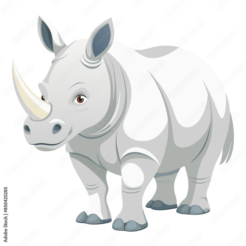 Fototapeta premium Rhino vector illustration, cute animal vector illustration, Rhino illustration vector, cute Rhino cartoon illustration, Rhinoceros vector illustration, Rhinoceros illustration