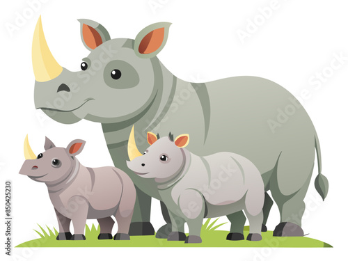 Rhino vector illustration, cute animal vector illustration, Rhino illustration vector, cute Rhino cartoon illustration, Rhinoceros vector illustration, Rhinoceros illustration
