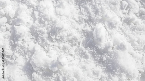 Detailed view of snow powder, crystalline texture, pure white, natural light.