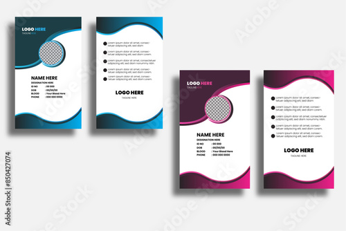 Modern Identity Card With gradient Blue,dark teal and magenta,plum colourful Abstract Liquid.
