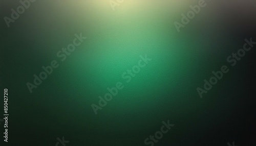"Abstract Green Gradient Background Banner with Grainy Glowing Light and Dark Noise Effect"